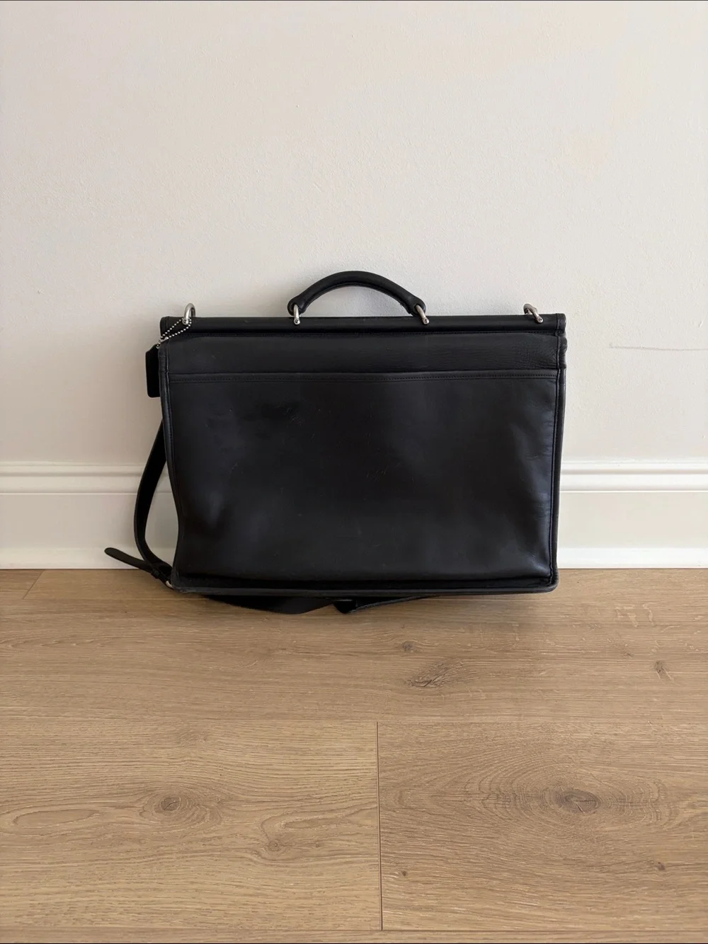 Classic Black Leather Briefcase - Unbranded